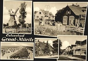 Postkarte Carte Postale Graal-Müritz Ostseebad Windmühle Milchbar Seestern Strand Dorfstrasse