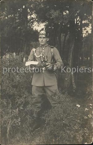 Postkarte Carte Postale Militaria WK1 Bayern Achselband Gewehr Feldstecher