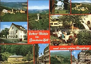 Postkarte Carte Postale Bensheim Bergstrasse Vetters Mühle Burg Frankenstein Schloss Heiligenberg