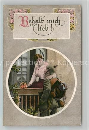 Postkarte Carte Postale Militaria Poesie Behalt mich lieb