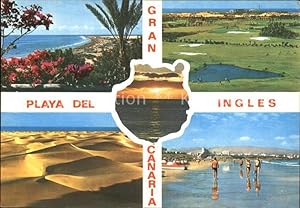 Bild des Verkufers fr Postkarte Carte Postale Playa del Ingles Gran Canaria Strand Sonnenuntergang am Meer Wste Landschaft zum Verkauf von Versandhandel Boeger