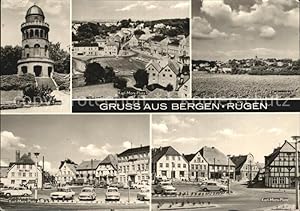 Bild des Verkufers fr Postkarte Carte Postale Bergen Rgen Ernst Moritz Arndt Turm Karl Marx Platz Teilansicht zum Verkauf von Versandhandel Boeger