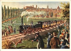 Immagine del venditore per Postkarte Carte Postale Lokomotive Erste deutsche Eisenbahn Nrnberg Frth Jahr 1835 venduto da Versandhandel Boeger