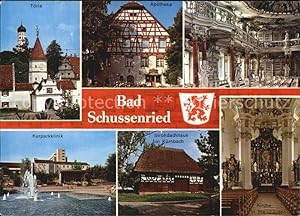 Immagine del venditore per Postkarte Carte Postale Bad Schussenried Trle Apotheke Bibliothekssaal Kurparkklinik Strohdachhaus in Krnbach Kirche in Steinhausen venduto da Versandhandel Boeger