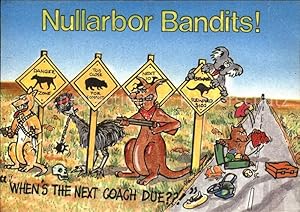 Bild des Verkufers fr Postkarte Carte Postale Tiere Knguru Koala Strauss Nullarbor Bandits Australia zum Verkauf von Versandhandel Boeger