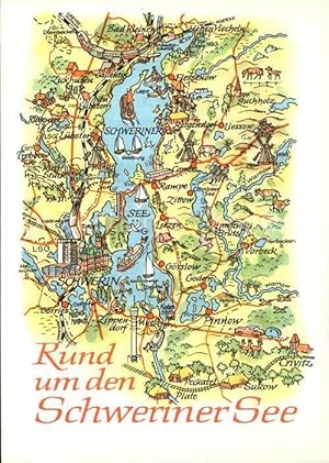 Bild des Verkufers fr Postkarte Carte Postale Schwerin Mecklenburg Rund um den Schweriner See Landkarte zum Verkauf von Versandhandel Boeger