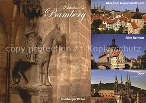 Postkarte Carte Postale Bamberg Reiter Dom Rathaus