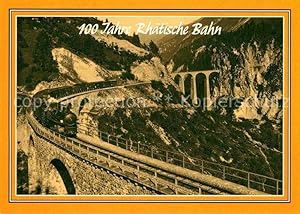 Postkarte Carte Postale Lokomotive 100 Jahre Rhätische Bahn Schmittentobel Landwasser-Viadukt