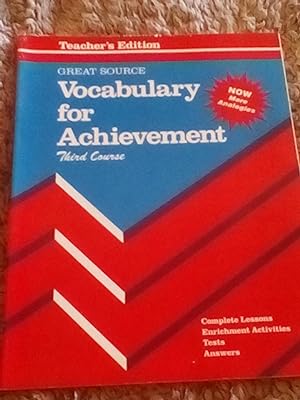 Imagen del vendedor de Great Source Vocabulary for Achievement - Teacher's Edition (3rd Course) a la venta por Text4less