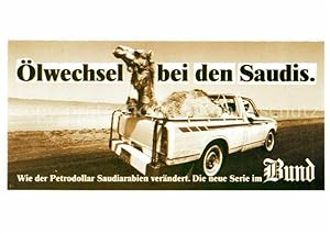 Bild des Verkufers fr Postkarte Carte Postale Kamele lwechsel Saudiarabien Petrodollar Kampagne zum Verkauf von Versandhandel Boeger