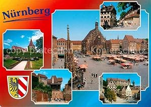 Bild des Verkufers fr Postkarte Carte Postale Nrnberg Marktplatz Brunnen Altstadt Fachwerk zum Verkauf von Versandhandel Boeger