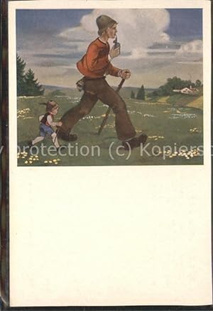 Bild des Verkufers fr Postkarte Carte Postale Mrchen Sagen Daumesdick Hans Lang Pfeife Wanderung Kind zum Verkauf von Versandhandel Boeger