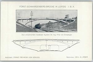 Postkarte Carte Postale Leipzig Fürst-Schwarzenberg-Brücke Gusseisen-System Dr. Ing. Fritz von Em...