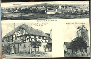Postkarte Carte Postale 40442168 Geilshausen Geilshausen Wirtschaft Metzgerei Kirche Denkmal x 19...