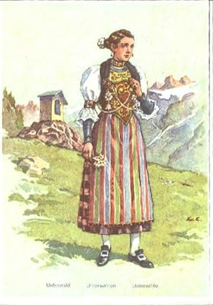 Bild des Verkufers fr Postkarte Carte Postale 10557428 Unterwalden Nidwalden Kanton Unterwalden Trachten ungelaufen ca. 1920 S zum Verkauf von Versandhandel Boeger