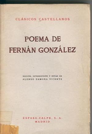 Imagen del vendedor de Poema de Fernan Gonzalez a la venta por El Boletin