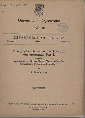 Monographic Studies in the Australian Andropogoneae, Part 1, including revisions of the genera Bo...