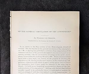 Seller image for On The General Circulation Of The Atmosphere for sale by Legacy Books II