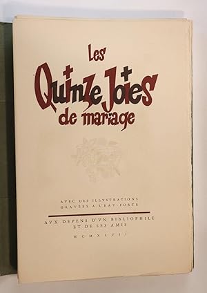 Image du vendeur pour Les Quinze Joies de mariage. illustrations par Jean Traynier mis en vente par Librairie L'amour qui bouquine