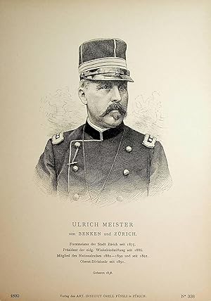 Bild des Verkufers fr MEISTER, Ulrich Meister (1838-1917) Schweizer Politiker und Militr zum Verkauf von ANTIQUARIAT.WIEN Fine Books & Prints