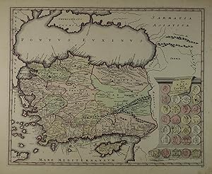 Asiae Peninsula sive Asia intra Taurum. Altkolorierte Kupferstich-Karte aus Köhler "Atlas Manuali...