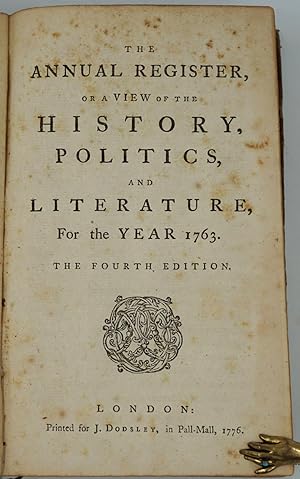 Bild des Verkufers fr Map of the American Colonies, bound in The Annual Register, or a View of the History, Politics, and Literature, For the Year 1763 zum Verkauf von Antipodean Books, Maps & Prints, ABAA