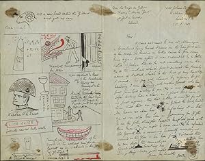 Cartoon illustrated letter from Germany, 1889