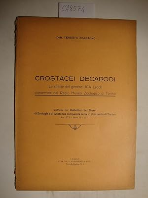 Crostacei decapodi - Le specie del genere UCA Leach conservate nel Regio Museo Zoologico di Torino