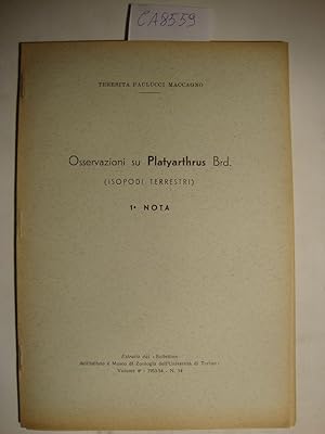 Osservazioni su Platyarthrus Brd. (Isopodi terrestri) 1a nota