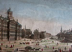 Amsterdam Holland Dam Square Paleis Waag c.1760 city view vue d'optique print