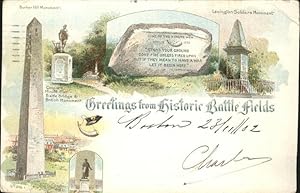Bild des Verkufers fr Postkarte Carte Postale 41326868 Boston Massachusetts Bunker Hill Monument Lexington Soldiers Monument C zum Verkauf von Versandhandel Boeger