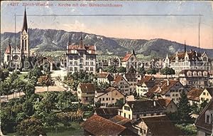 Postkarte Carte Postale 11779264 Wiedikon Kirche mit Buehlschulhaeusern Wiedikon