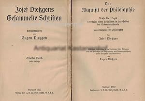 Bild des Verkufers fr Das Akquisit der Philosophie,Briefe ber Logik. Streifzge eines Sozialisten in das Gebiet der Erkenntnistheorie und Das Akquisit der Philosophie, zum Verkauf von Antiquariat Kastanienhof