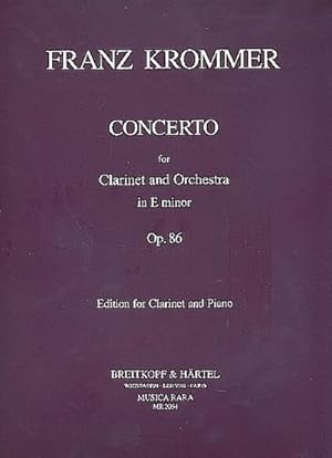 Bild des Verkufers fr Concerto e minor op.86for clarinet and orchestra : for clarinet and piano zum Verkauf von AHA-BUCH GmbH