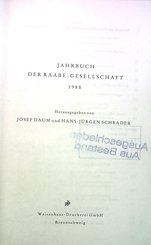 Bild des Verkufers fr Wie bin ich zu Wilhelm Raabe gekommen? - in: Jahrbuch der Raabe-Gesellschaft 1988. zum Verkauf von books4less (Versandantiquariat Petra Gros GmbH & Co. KG)