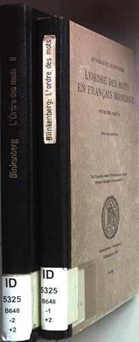 Imagen del vendedor de L'Ordre des Mots en Francais Moderne (2 parties/ 2 Teile KOMPLETT) Det Kgl. Danske Videnslabernes Selskab, Historisk-filologiske Meddelelser XVII, 1. & XX, 1; a la venta por books4less (Versandantiquariat Petra Gros GmbH & Co. KG)