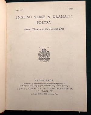 Catalogue No 517. 1929. English Verse & Dramatic Poetry. From Chaucer to the Present Day