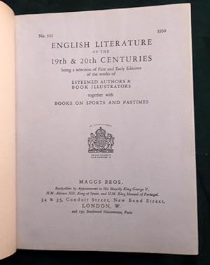 Catalogue No 531. 1930. English Literature of the 19th & 20th Centuries, with books on Sports and...