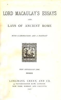 lord macaulay's essays and lays of ancient rome