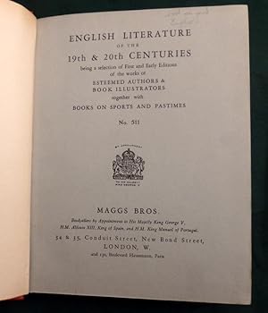 Catalogue No 511. 1928. English Literature of the 19th & 20th Centuries Together with Books on Sp...