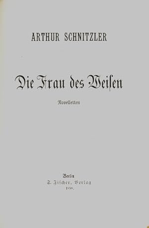 Bild des Verkufers fr Die Frau des Weisen. Novelletten. zum Verkauf von Georg Fritsch Antiquariat