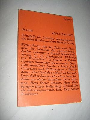 Akzente. Zeitschrift für Literatur. Heft 3/Juni 1976. 23. Jahrgang
