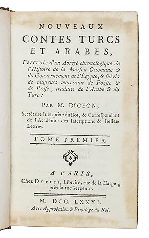 Nouveau contes Turcs et Arabes. Précédés d'un abrégé chronologique de l'histoire de la maison Ott...