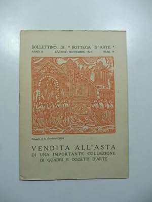 Bollettino di Bottega d'Arte, Livorno, num. 14, Livorno-settembre 1923. Vendita all'asta di una i...