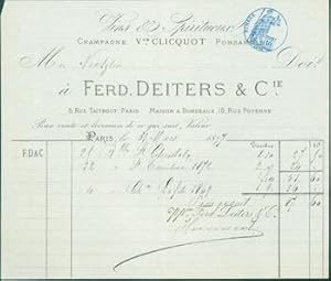 Receipt from Ferd. Deiters & Cie., Vins & Spiritueux, Champagne Veuve Clicquot Ponsardin (5 Rue T...