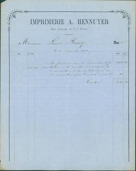 Receipt from Hennuyer, A. (7 Rue d'Arcet, Paris) to M. Louis Passy, December 31, [1872].