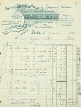 Accounting from Dupont Aine (51 Rue Turenne (Marais), Paris). Avril 28, 1881.