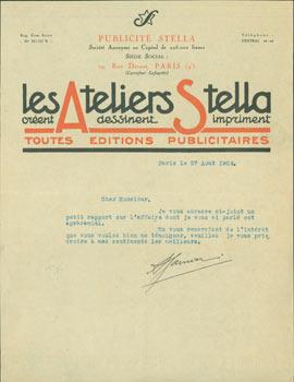 TLS from Publicite Stella (29 Rue Drouot, Paris), 27 Aug., 1924.