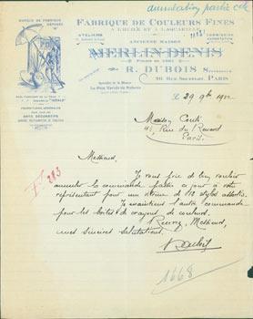 ALS from R. Dubois (20 Rue Soufflot, Paris) to M. Couit (46 Rue du Renard, Paris). Feb. 29, 1922.