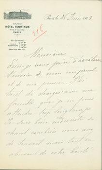 ALS from Alex. [Zofthas] at Grand Hotel Terminus (108 Rue Saint-Lazare, Paris), 26 June 1918.